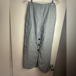 Flax By Jeanne Engelhart Vintage 100%Linen Button Front Lightweight Midi Skirt S